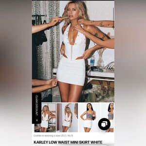 Princess Polly- Karley Low Waist Mini Skirt - white mini skirt - size 0